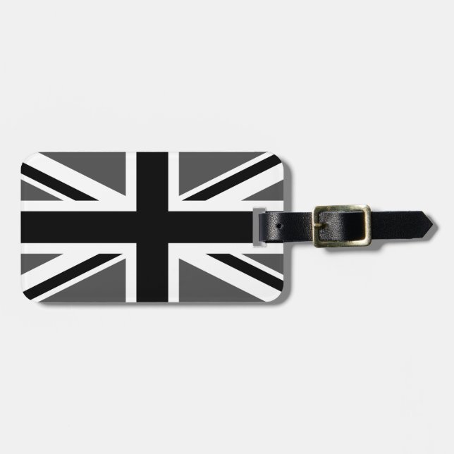 Svart och grå Union Jack Bagagebricka (Horisontell Framsida)