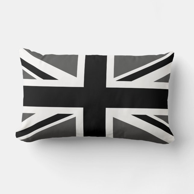 Svart och grå Union Jack Lumbarkudde (Framsida)
