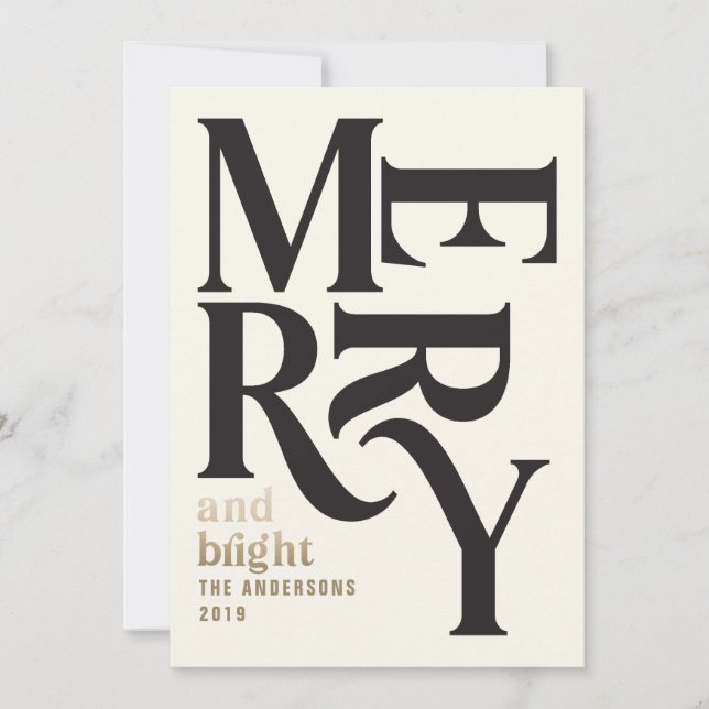 Svart och gräddvit vintage merry Chritsmas Meddelande (Framsida)