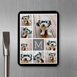 Svart och Grått 8 fotokollage - med monogram Magnet<br><div class="desc">Fyrkantiga bilder av använda för den här designen. Använda åtta fyrkantiga foton för att skapa ett fotorutnät med ett personligt monogram. En fotodesign med olika storleka foton och en solid bakgrund. Eller behålla hipstervalpen och gör ett trendig keepy. För bästa resultat kan du skörd dina foton till fyrkanter innan du...</div>