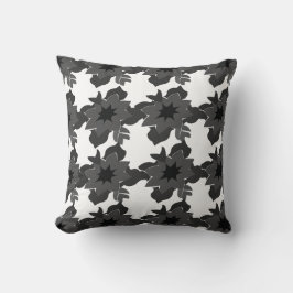 Svart och Grått-Abstrakt, Blommönster Kudde