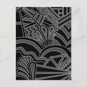 Svart och Grått Art Deco Design. Vykort