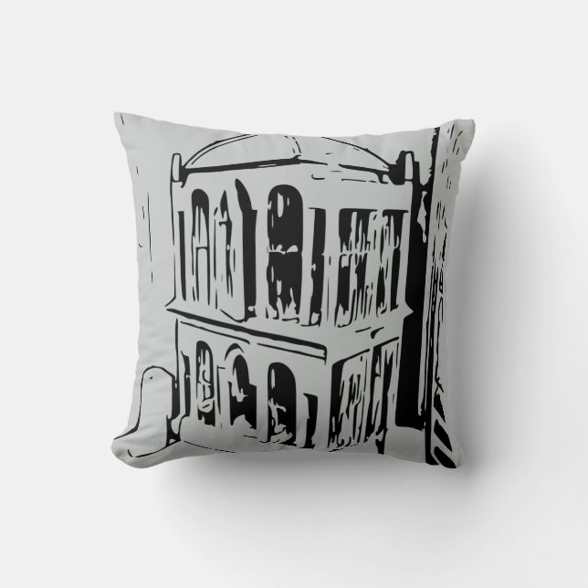 Svart och Grått Bird Cage Pillow Kudde (Framsida)