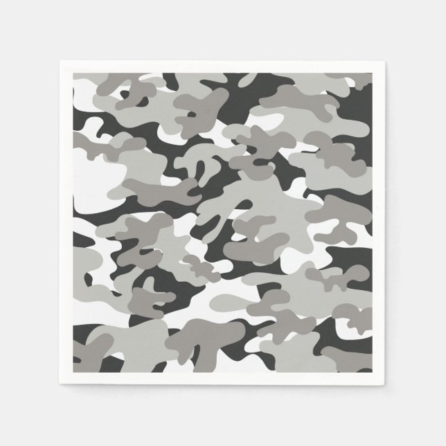 Svart och Grått Camo Design Pappersservett (Framsidan)