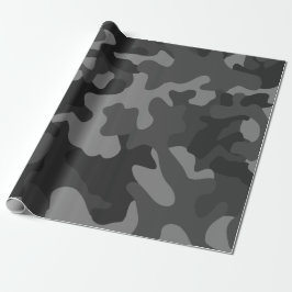 Svart och Grått Camo Wrapping Papper, Pappra gåvor Presentpapper