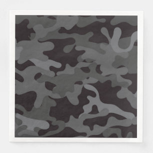 Svart och Grått Camouflage Papper middagslöjor Pappersservett