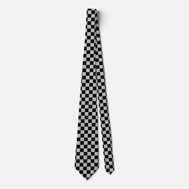 Svart och Grått Check Neck Tie Slips (Framsida)