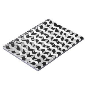 Svart och Grått Chevron Zebra mönstrad Anteckningsbok Med Spiral