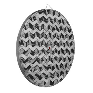 Svart och Grått Chevron Zebra mönstrad Darttavla
