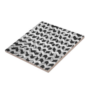 Svart och Grått Chevron Zebra mönstrad Kakelplatta