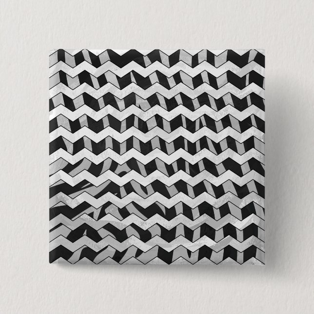 Svart och Grått Chevron Zebra mönstrad Knapp (Framsida)