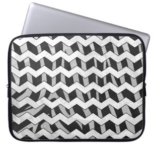 Svart och Grått Chevron Zebra mönstrad Laptop Fodral
