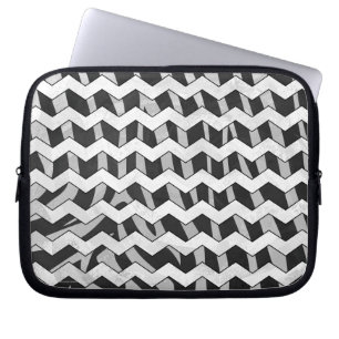 Svart och Grått Chevron Zebra mönstrad Laptop Sleeve