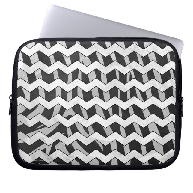 Svart och Grått Chevron Zebra mönstrad Laptop Sleeve (Framsidan)
