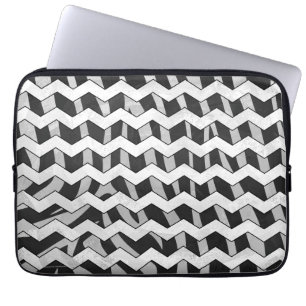 Svart och Grått Chevron Zebra mönstrad Laptop Sleeve