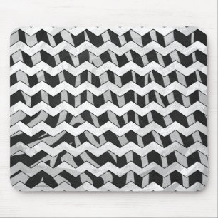 Svart och Grått Chevron Zebra mönstrad Musmatta