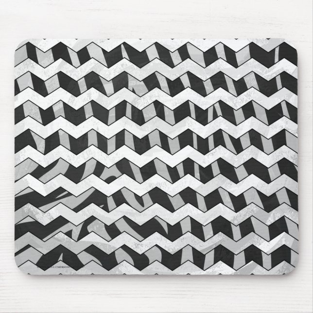 Svart och Grått Chevron Zebra mönstrad Musmatta (Framsidan)
