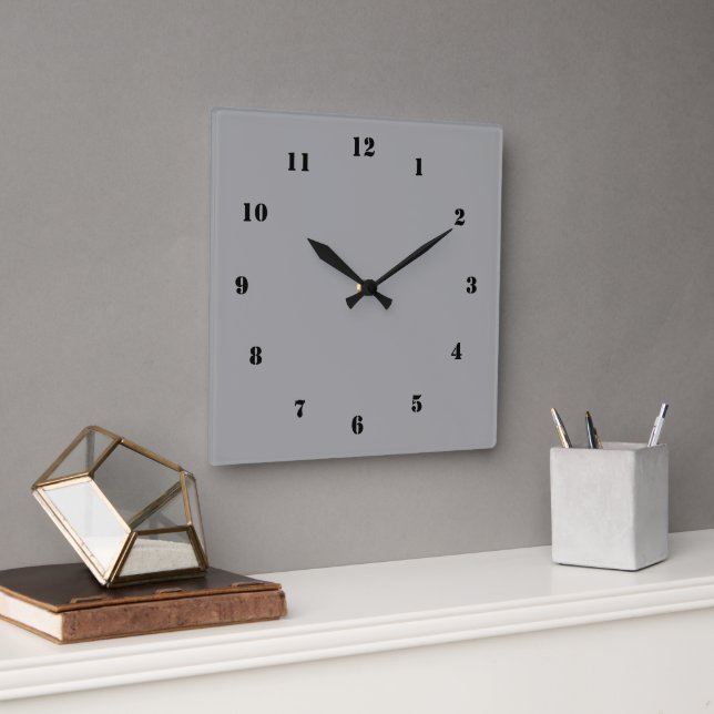 Svart och Grått Clock Personlig Anpassningsbar Fär Fyrkantig Klocka (Kontor)