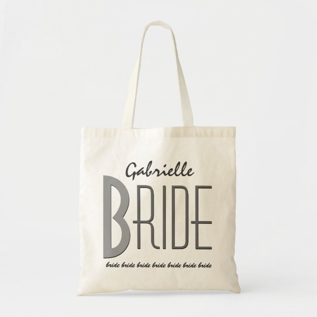 Svart och Grått Custom Name Personlig Bride V13A Tygkasse (Framsidan)
