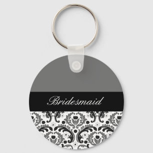 Svart och grått-damm, bridesmaid-nyckelkedja nyckelring