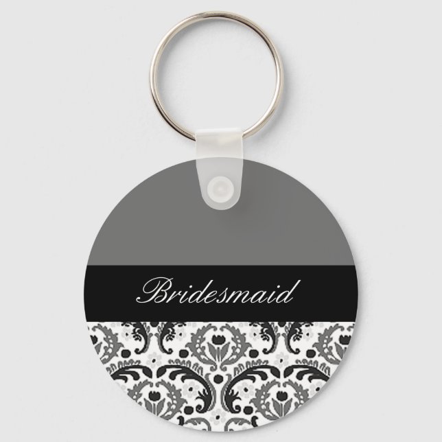 Svart och grått-damm, bridesmaid-nyckelkedja nyckelring (Framsida)