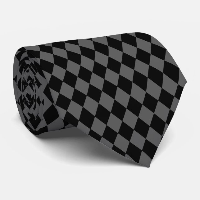 Svart och Grått Diamonds Tie Slips (Rullad)
