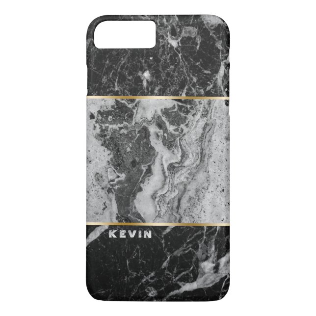 Svart och Grått Faux Marble-kombination Case-Mate iPhone Skal (Baksida)