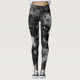 Svart och Grått Galaxy Cosmic Space Yoga Leggings