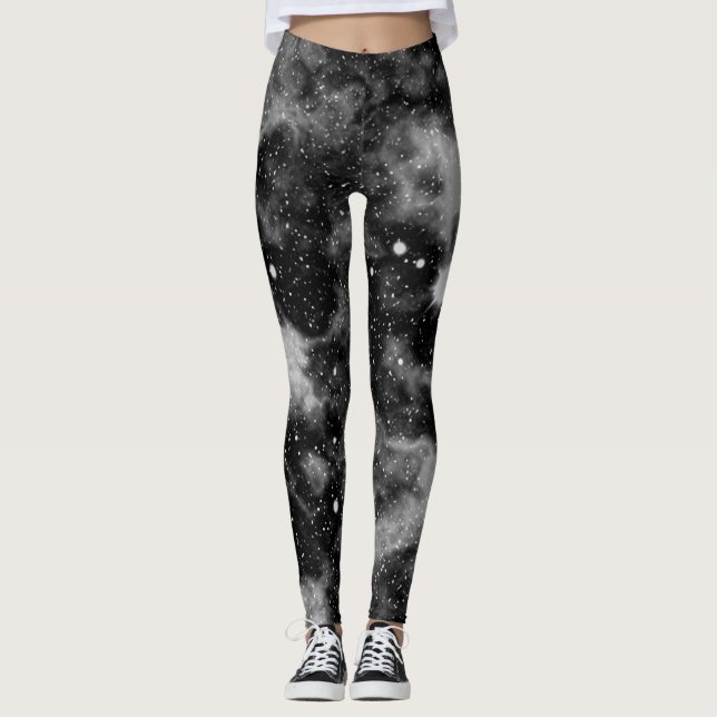 Svart och Grått Galaxy Cosmic Space Yoga Leggings (Framsida)