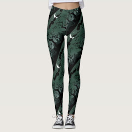 Svart och grått Halloween graveyard scenery Leggings