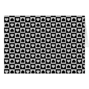 Svart och Grått Heart-design Hälsningskort