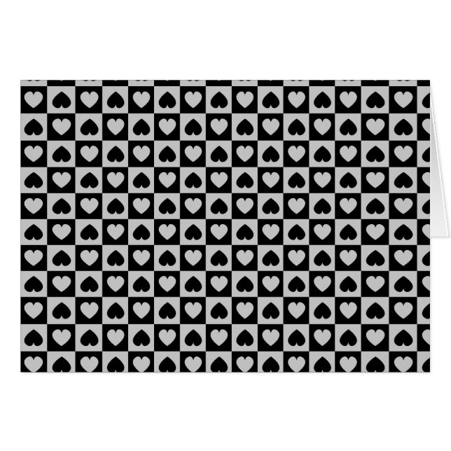 Svart och Grått Heart-design Hälsningskort (Framsidan Horizontal)