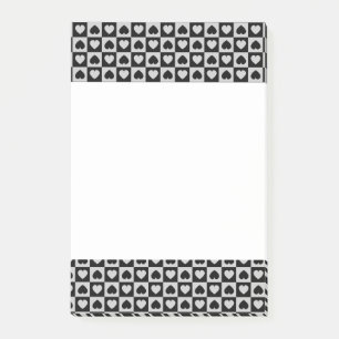 Svart och Grått Heart-design Post-it Block
