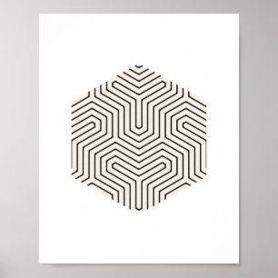 Svart och Grått Hexagon Geometric Wall Art Poster