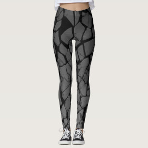 Svart och Grått, krossat glas Leggings