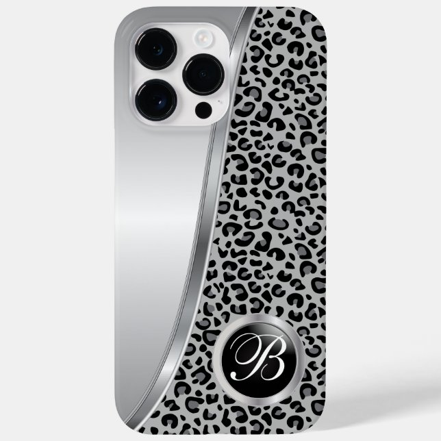Svart och Grått Leopard Skriv ut | Monogram (Baksida)