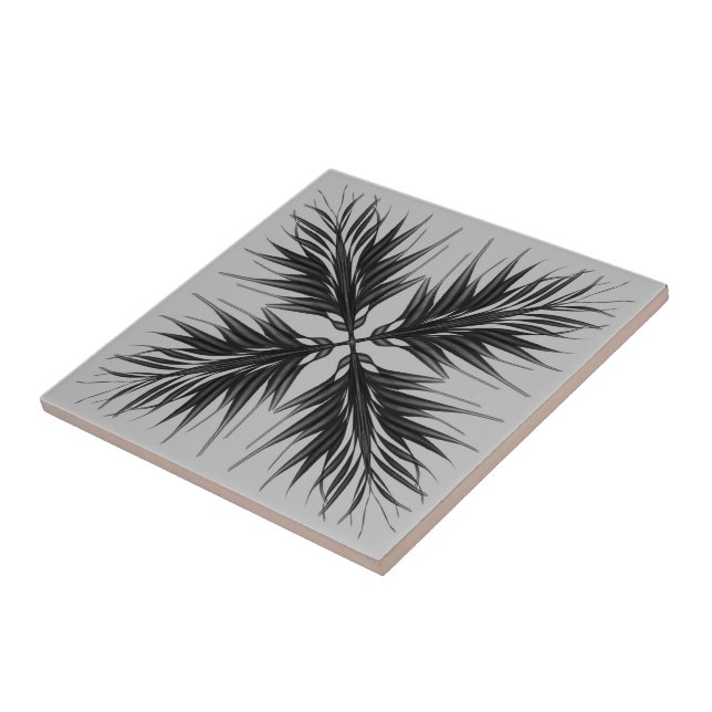 Svart och Grått Löv med genomskinlig texturerad lu Kakelplatta (Sidan)