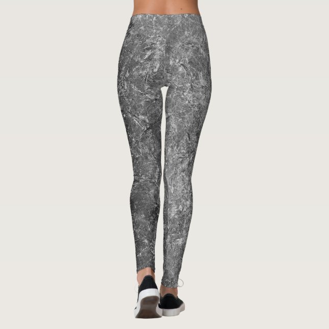 Svart och Grått-märkta allt-över-tryck-lacker Leggings (Baksida)