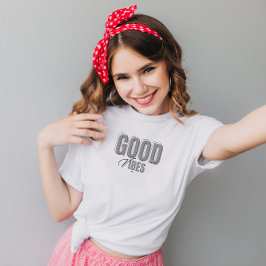 Svart och Grått Minimalist Good Vibes T-Shirt