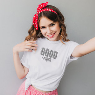 Svart och Grått Minimalist Good Vibes T-Shirt