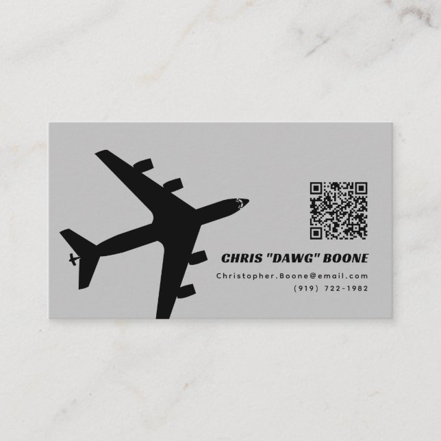 Svart och Grått Modern KC-135-flygplan Visitkort (Framsida)