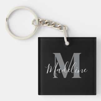 Svart Och Grått Monogram Elegant
