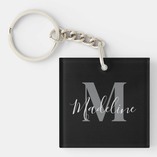 Svart Och Grått Monogram Elegant (Framsidan)