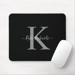 Svart och Grått Monogram-musknapp Musmatta