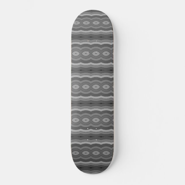 Svart och grått mönstrad mini skateboard bräda 18,5 cm (Framsida)