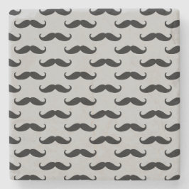 Svart och Grått Mustacher Stenunderlägg