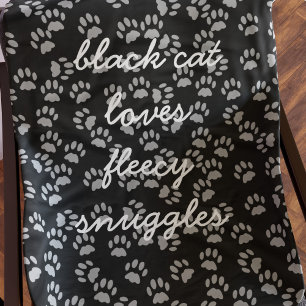 Svart och Grått Paw Skriv ut Namn Fleece Blanket