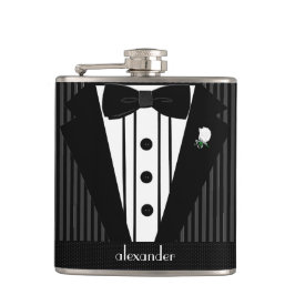 Svart och Grått Pin Rand Tuxedo-Bröllop Fickplunta