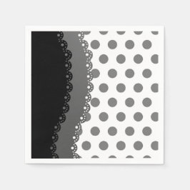 Svart och Grått Polka Dot Papper Napkins Pappersservett