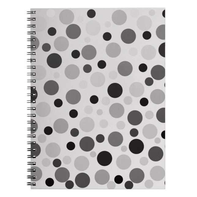 Svart och Grått Polka dots Anteckningsbok (Framsidan)